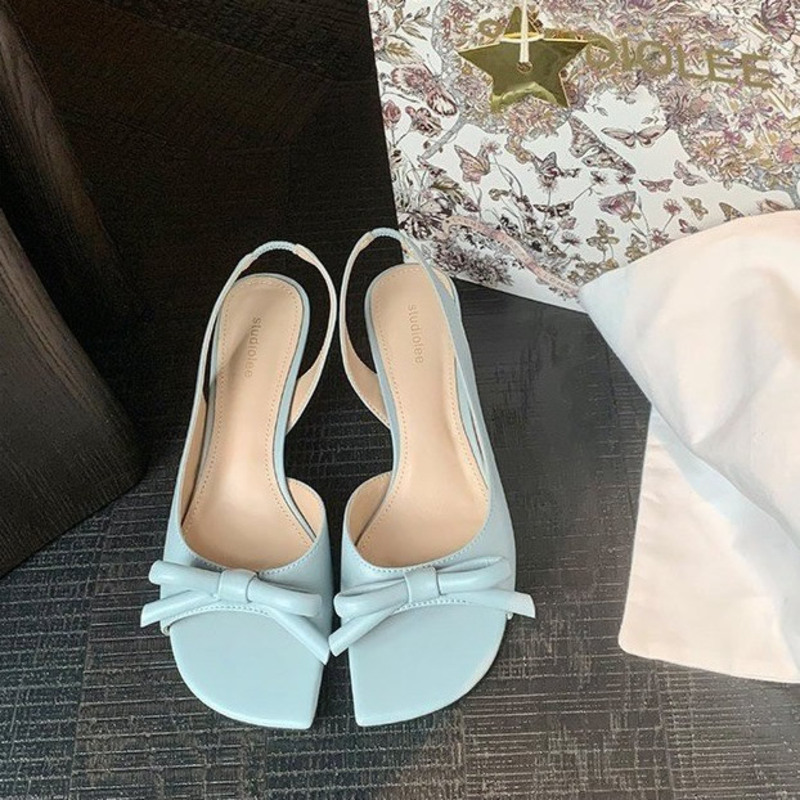 Slip Dress Satin - Sandal hak rendah satin elegan dengan