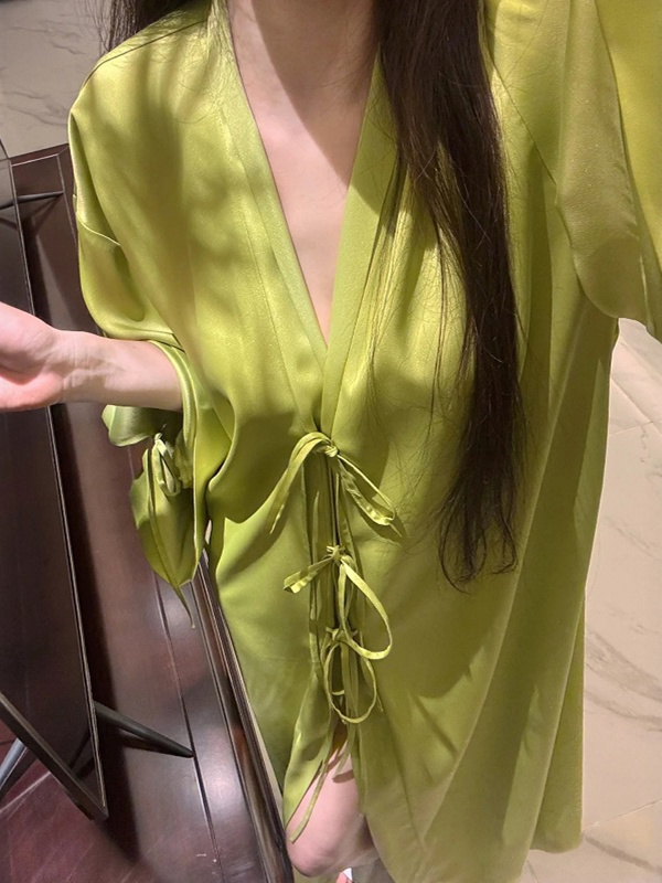 Robe Silk Women - Kardigan Robe Sutra Es Lengan Panjang