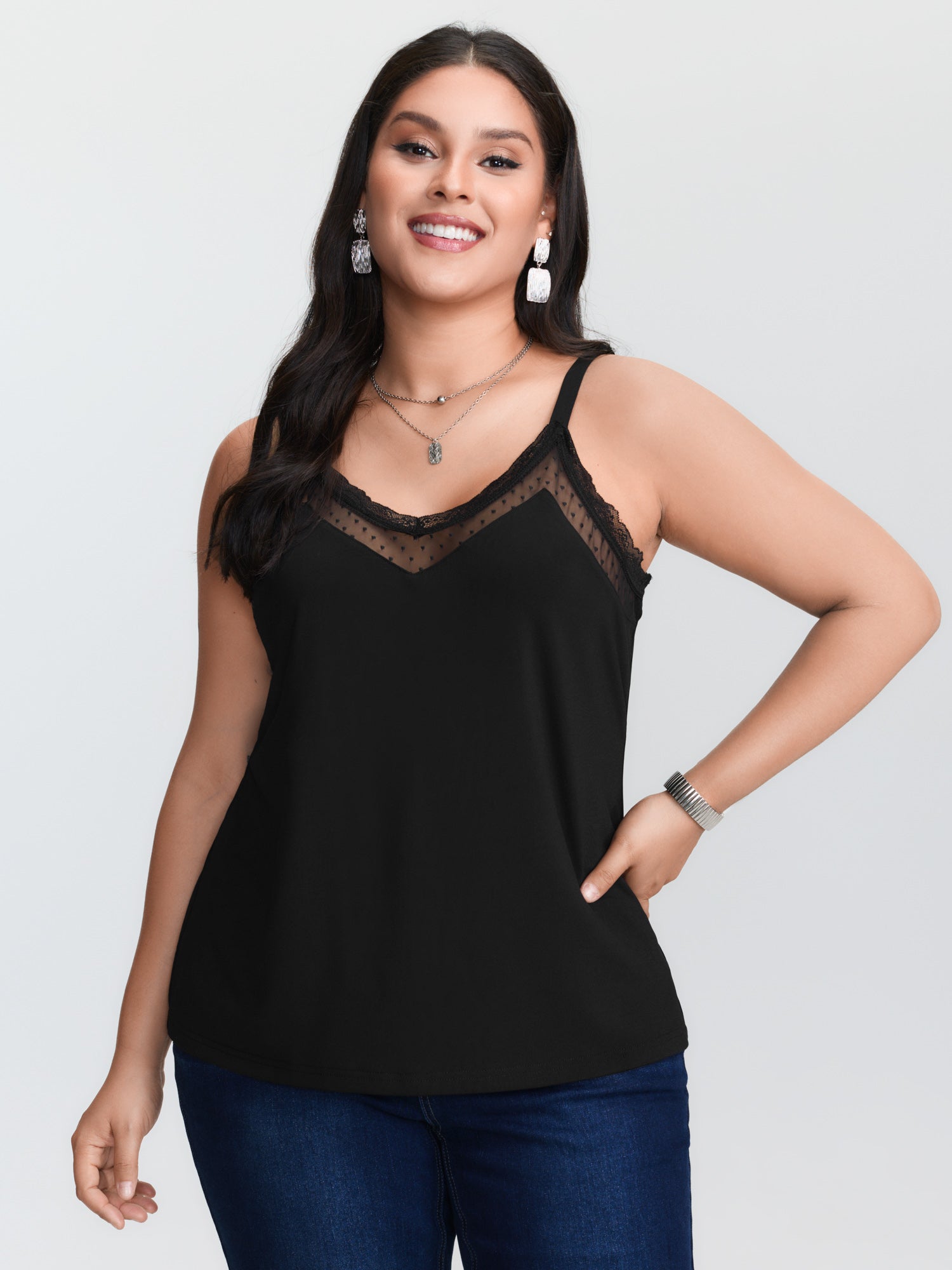 Tank top rajutan hitam ukuran  - Cami Top Lace ulasan dan harga